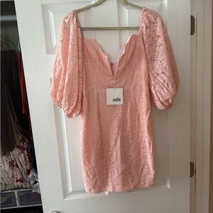 Selfie Leslie Pink Puff Sleeve Mini Dress